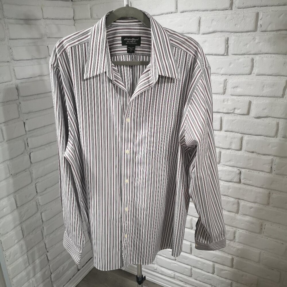 Eddie Bauer Relaxed Fit Men's Size XL Wrinkle Resistant Striped Shirt